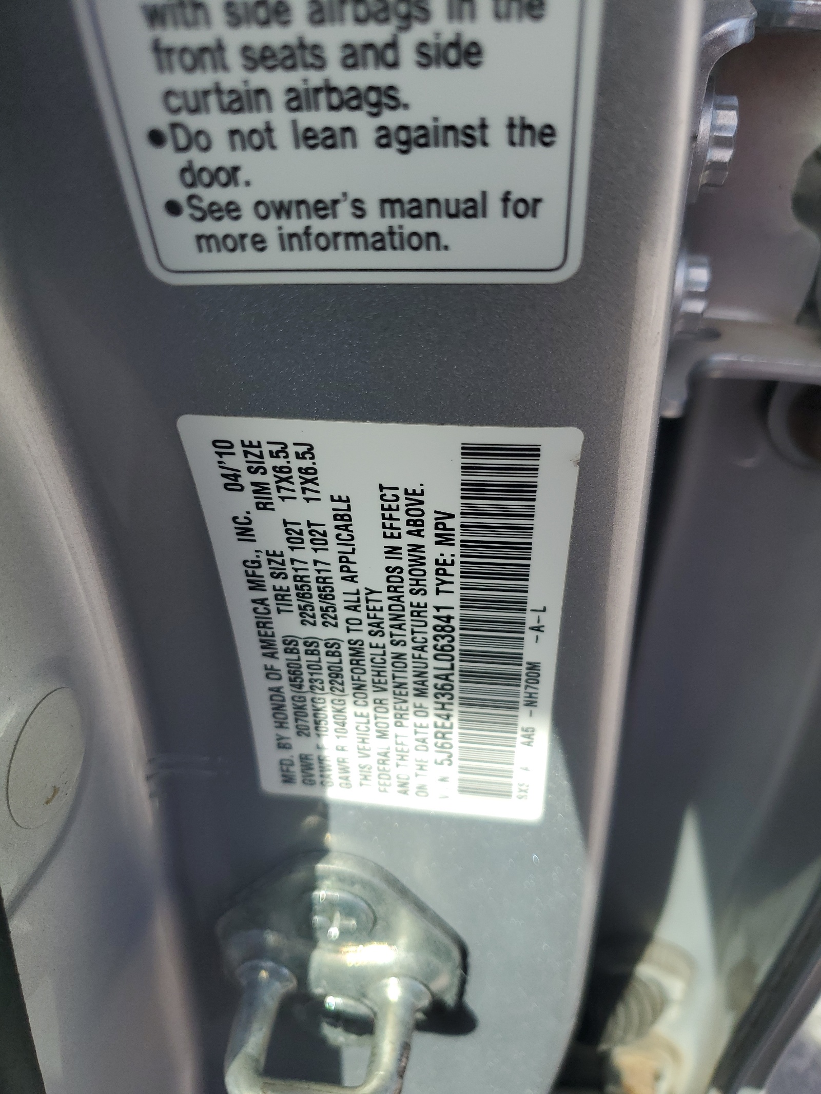 5J6RE4H36AL063841 2010 Honda Cr-V Lx