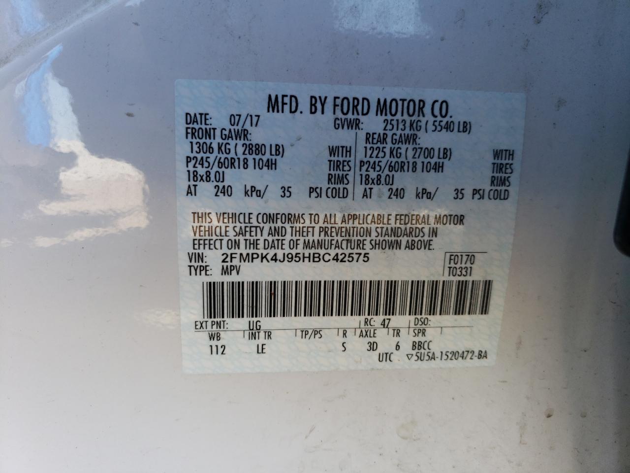 2FMPK4J95HBC42575 2017 FORD EDGE - Image 13
