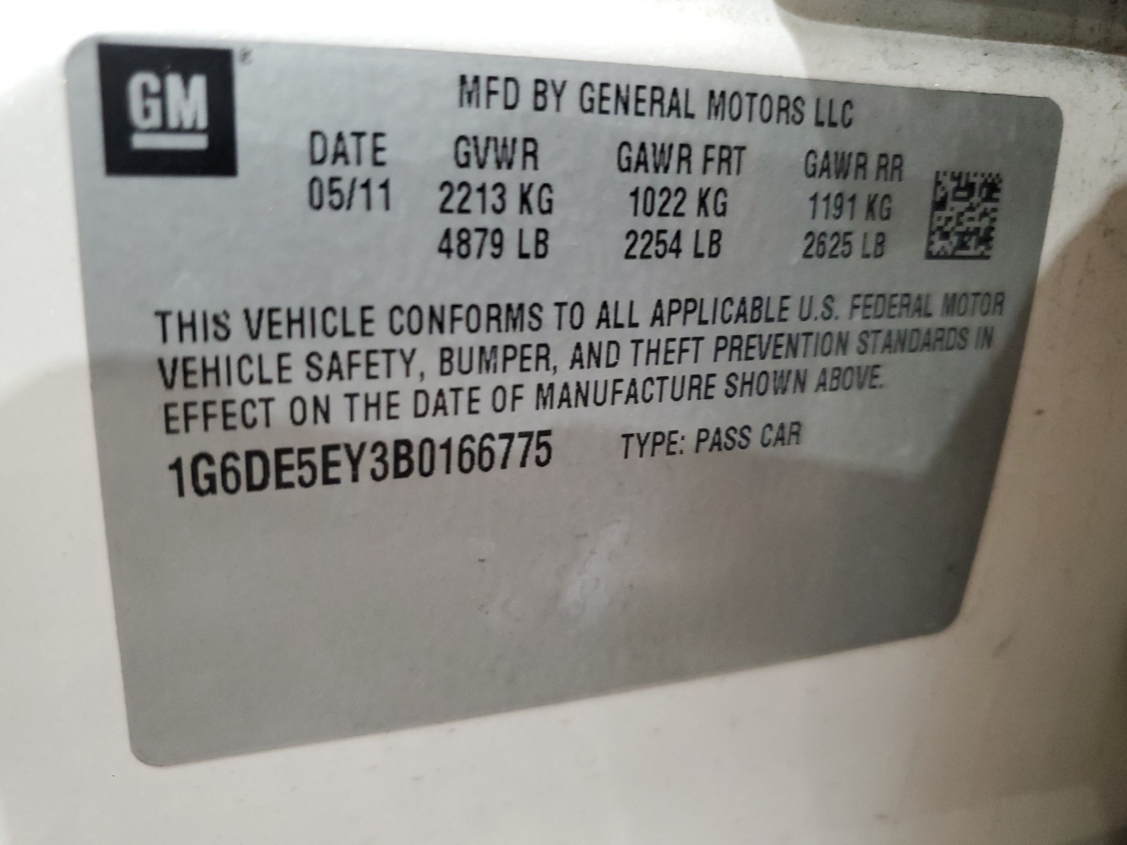 1G6DE5EY3B0166775 2011 Cadillac Cts Luxury Collection