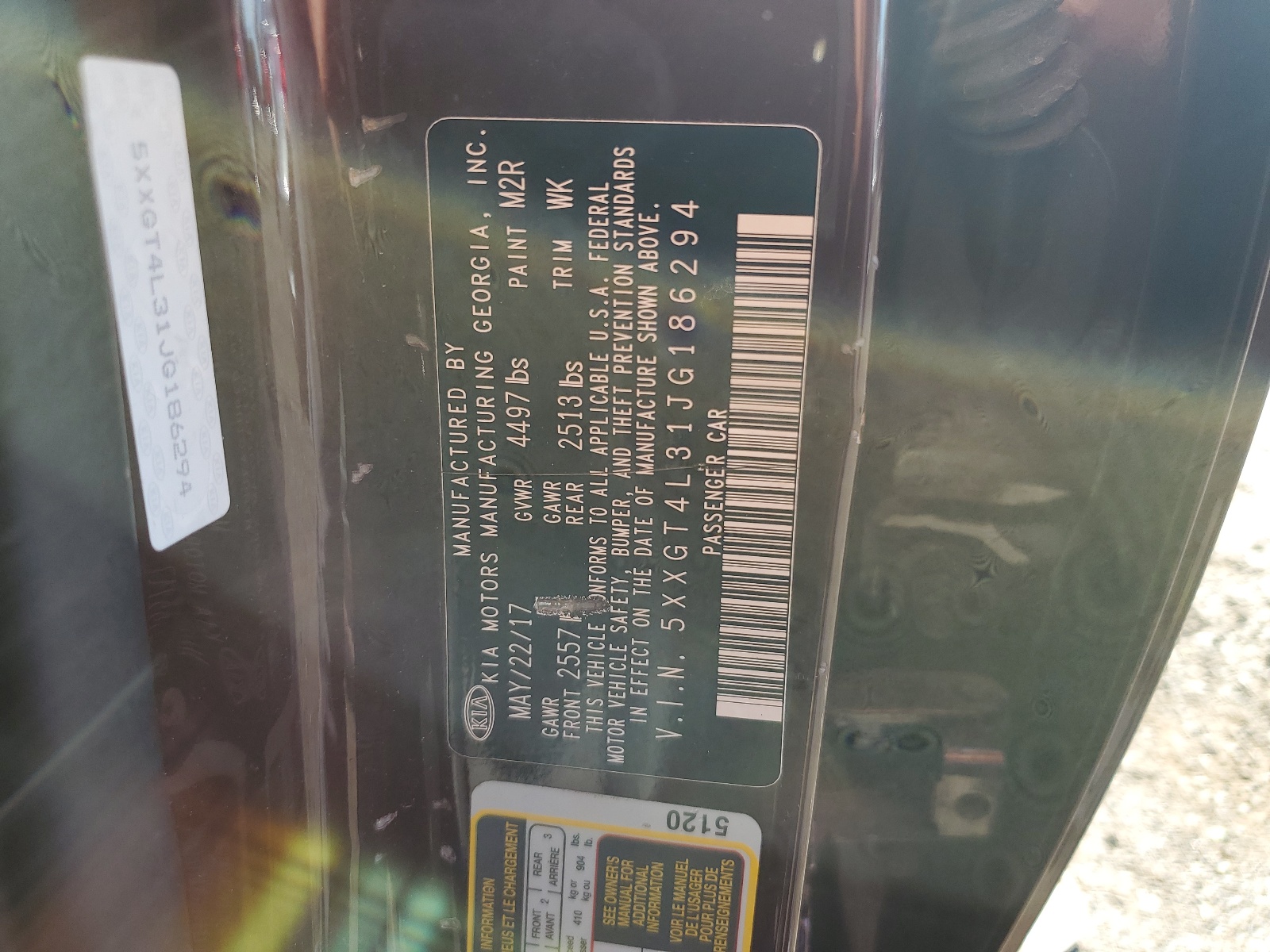 5XXGT4L31JG186294 2018 Kia Optima Lx