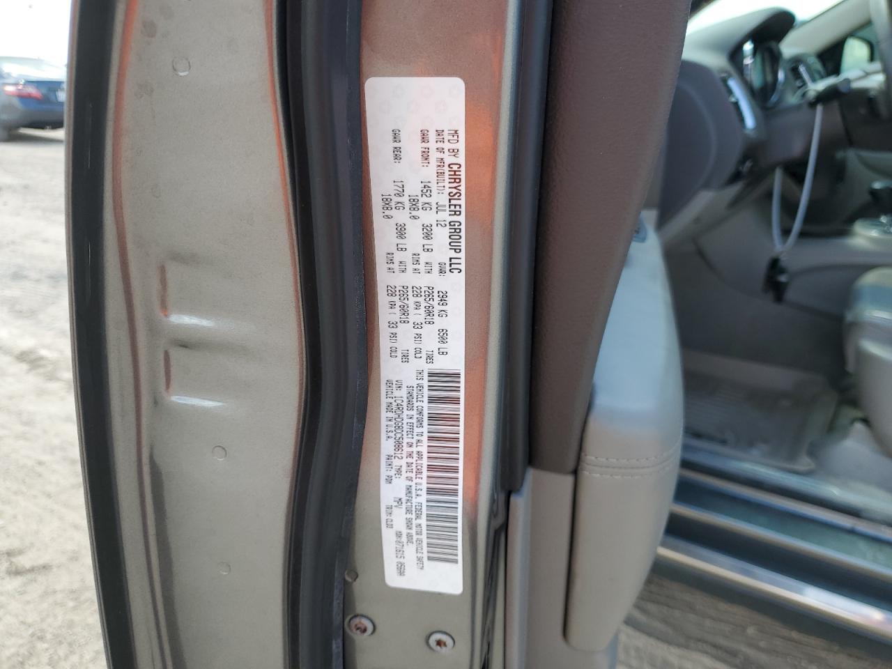 2013 Dodge Durango Crew VIN: 1C4RDHDG8DC508612 Lot: 64123874