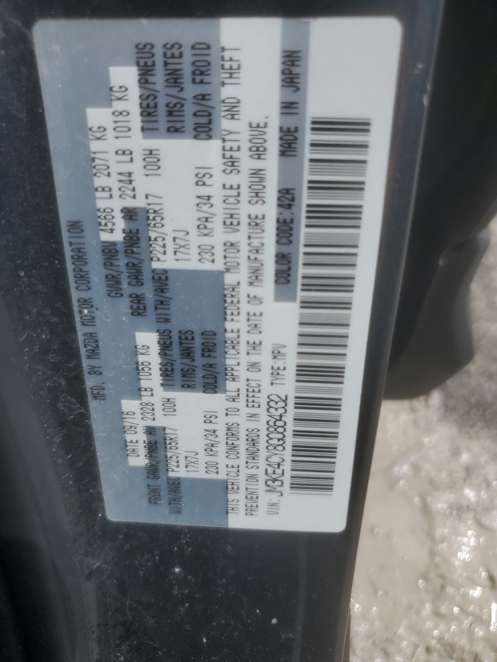 JM3KE4CY8G0864332 2016 Mazda Cx-5 Touring