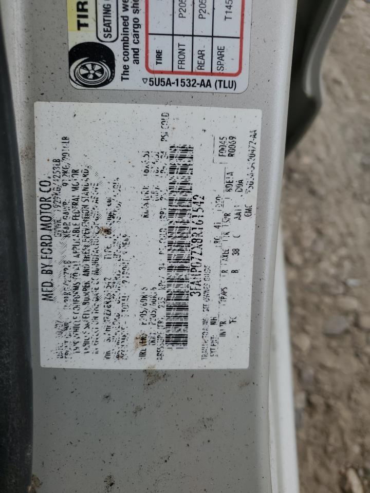 2008 Ford Fusion Se VIN: 3FAHP07ZX8R161542 Lot: 67092064