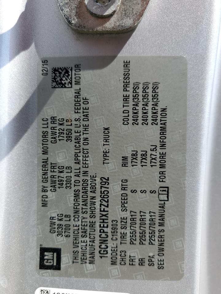 2015 Chevrolet Silverado C1500 VIN: 1GCNCPEHXFZ265792 Lot: 68607454