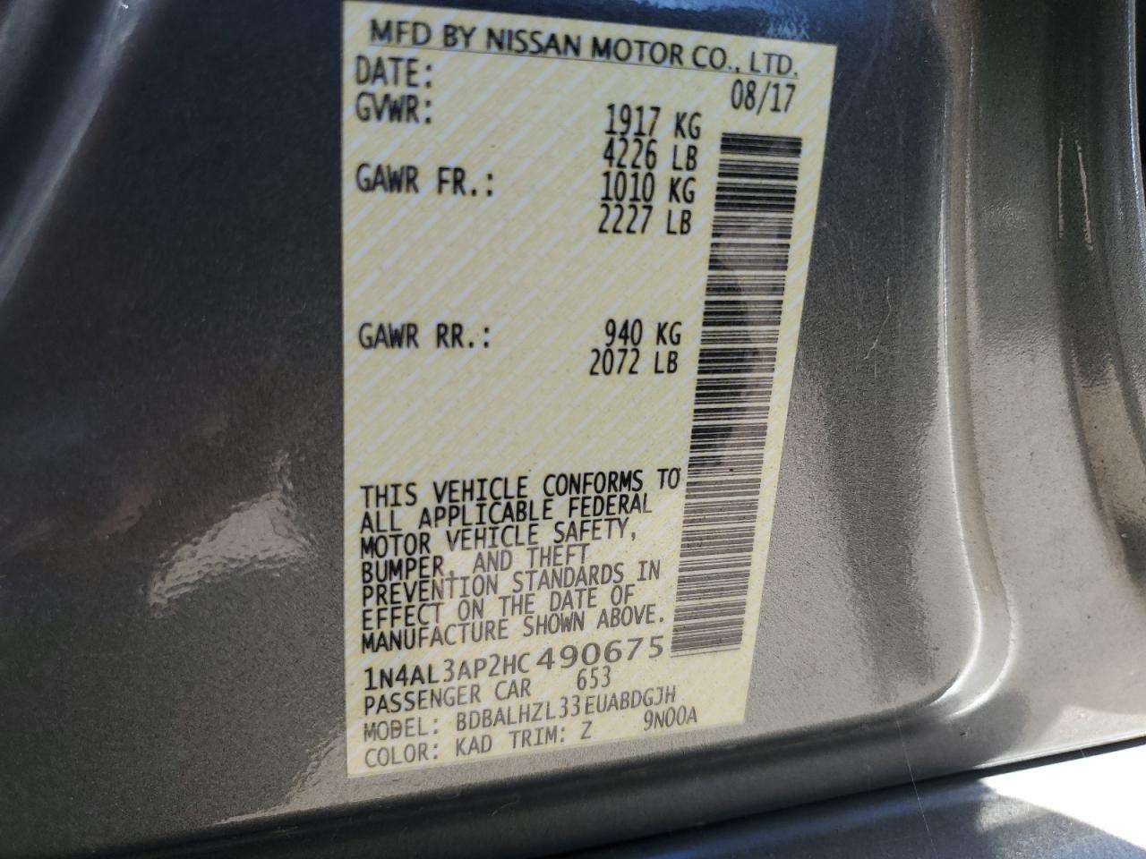 1N4AL3AP2HC490675 2017 Nissan Altima 2.5