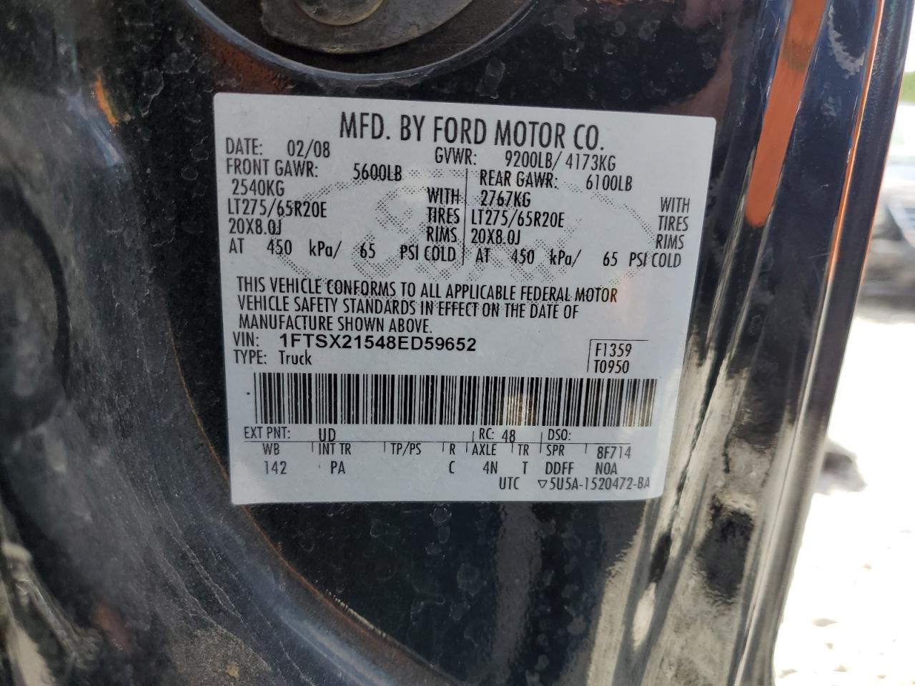 1FTSX21548ED59652 2008 Ford F250 Super Duty