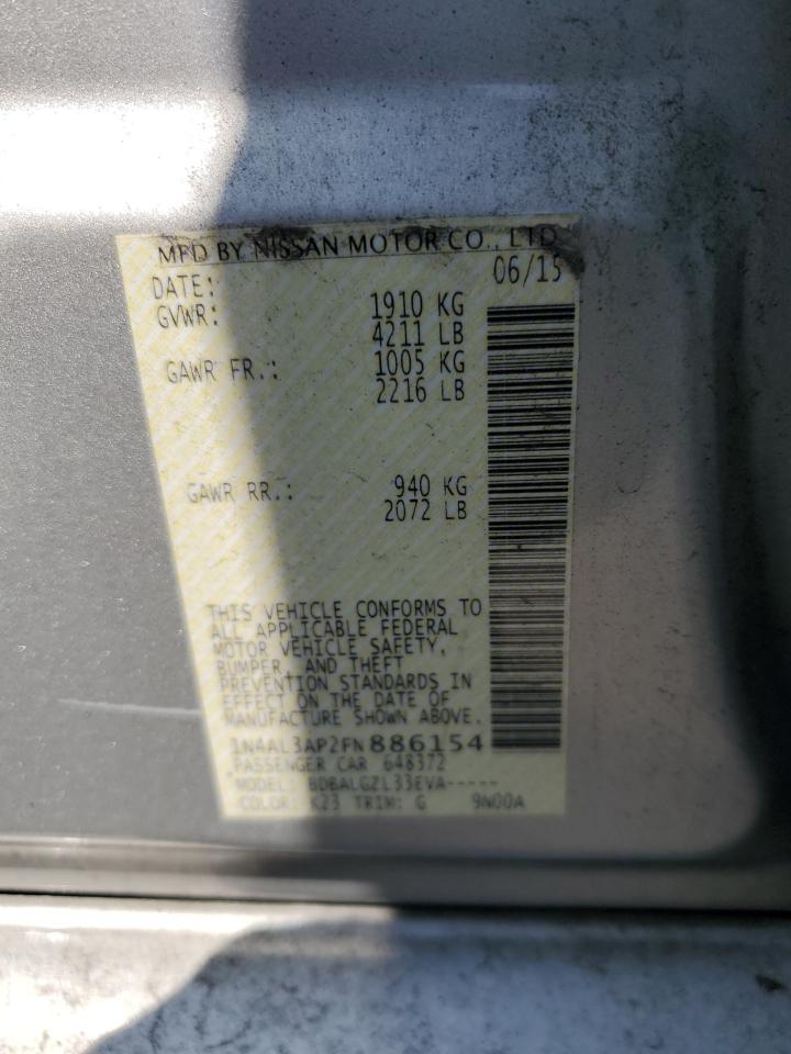 2015 Nissan Altima 2.5 VIN: 1N4AL3AP2FN886154 Lot: 68838104