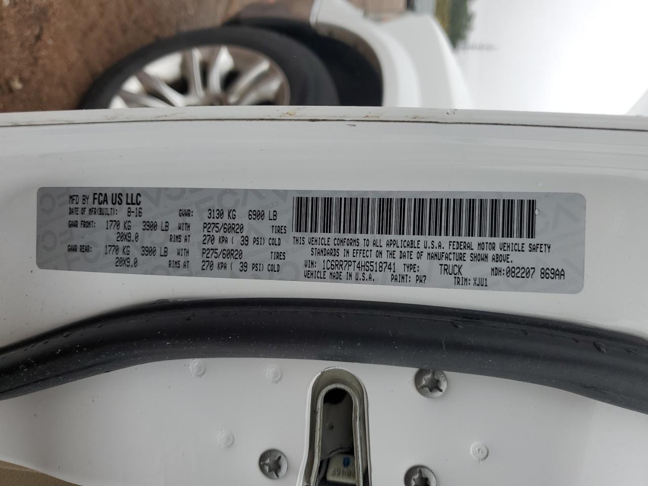 2017 Ram 1500 Longhorn VIN: 1C6RR7PT4HS518741 Lot: 66440064