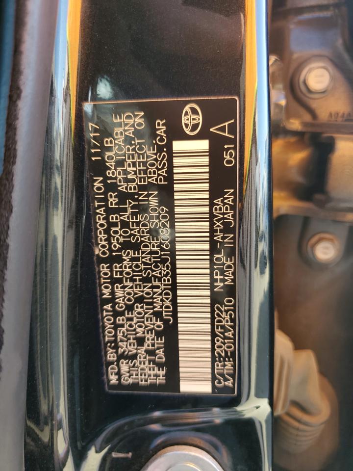 2018 Toyota Prius C VIN: JTDKDTB35J1608209 Lot: 65803884