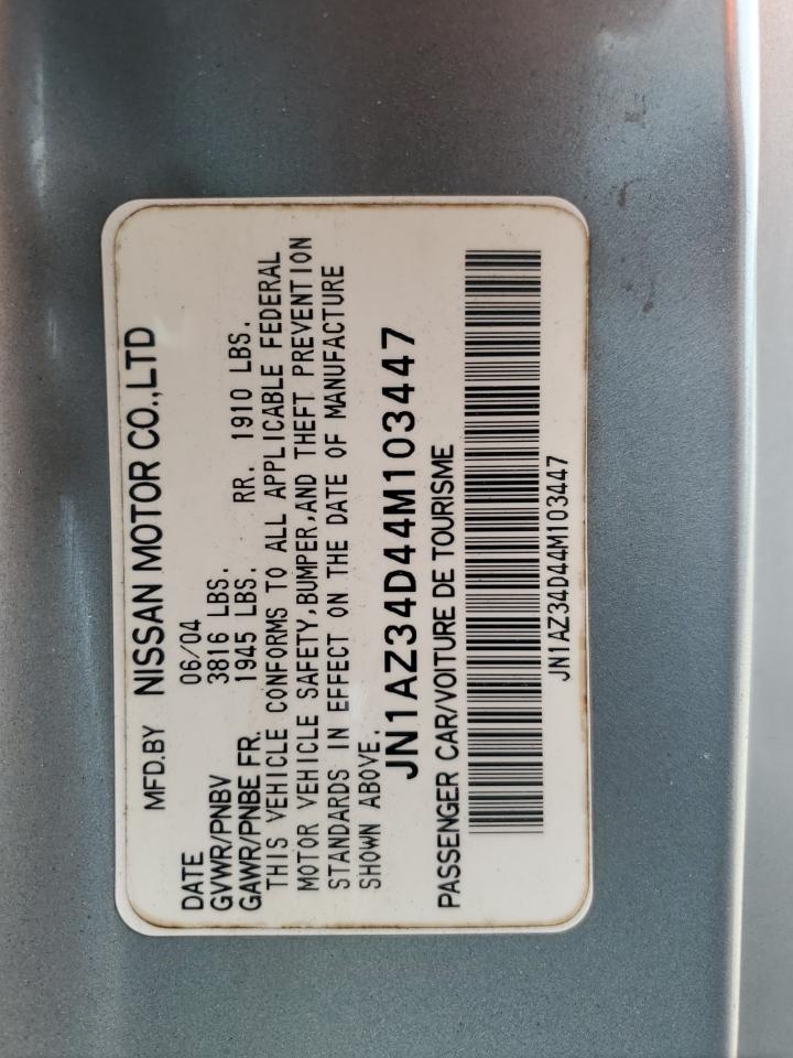 2004 Nissan 350Z Coupe VIN: JN1AZ34D44M103447 Lot: 66399014