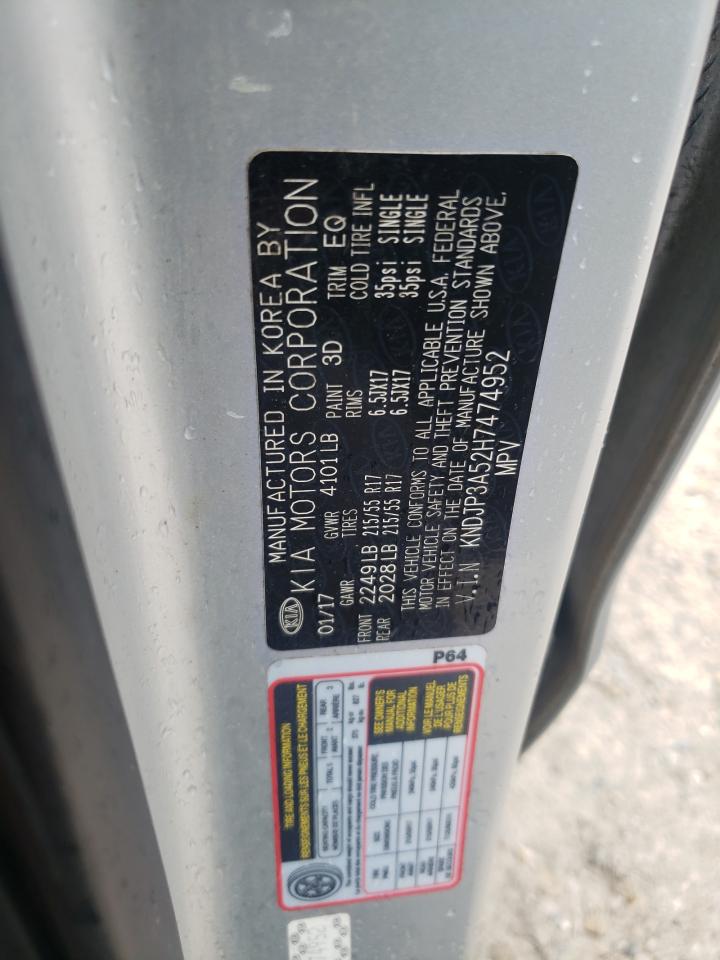 2017 Kia Soul + VIN: KNDJP3A52H7474952 Lot: 68693294