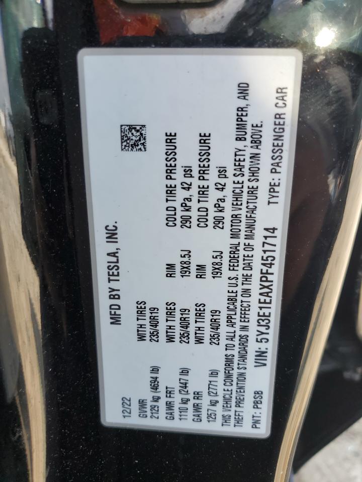 5YJ3E1EAXPF451714 2023 Tesla Model 3