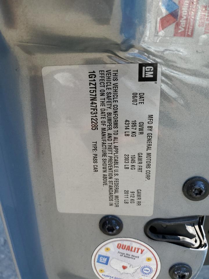 2007 Chevrolet Malibu Lt VIN: 1G1ZT57N47F312285 Lot: 68769144