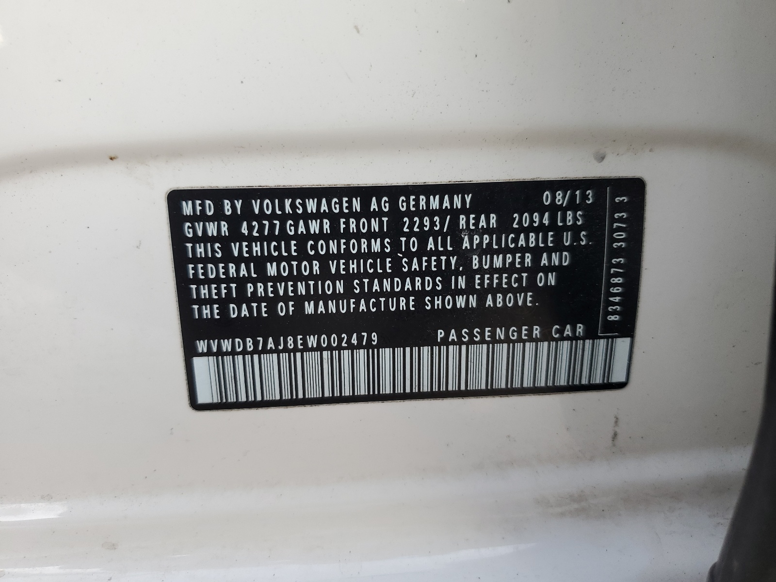 WVWDB7AJ8EW002479 2014 Volkswagen Golf