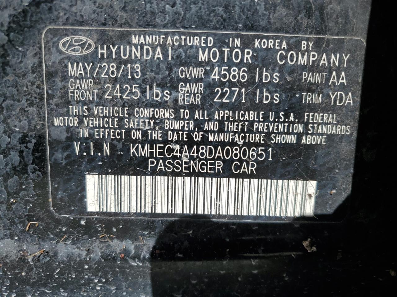 2013 Hyundai Sonata Hybrid VIN: KMHEC4A48DA080651 Lot: 69414224