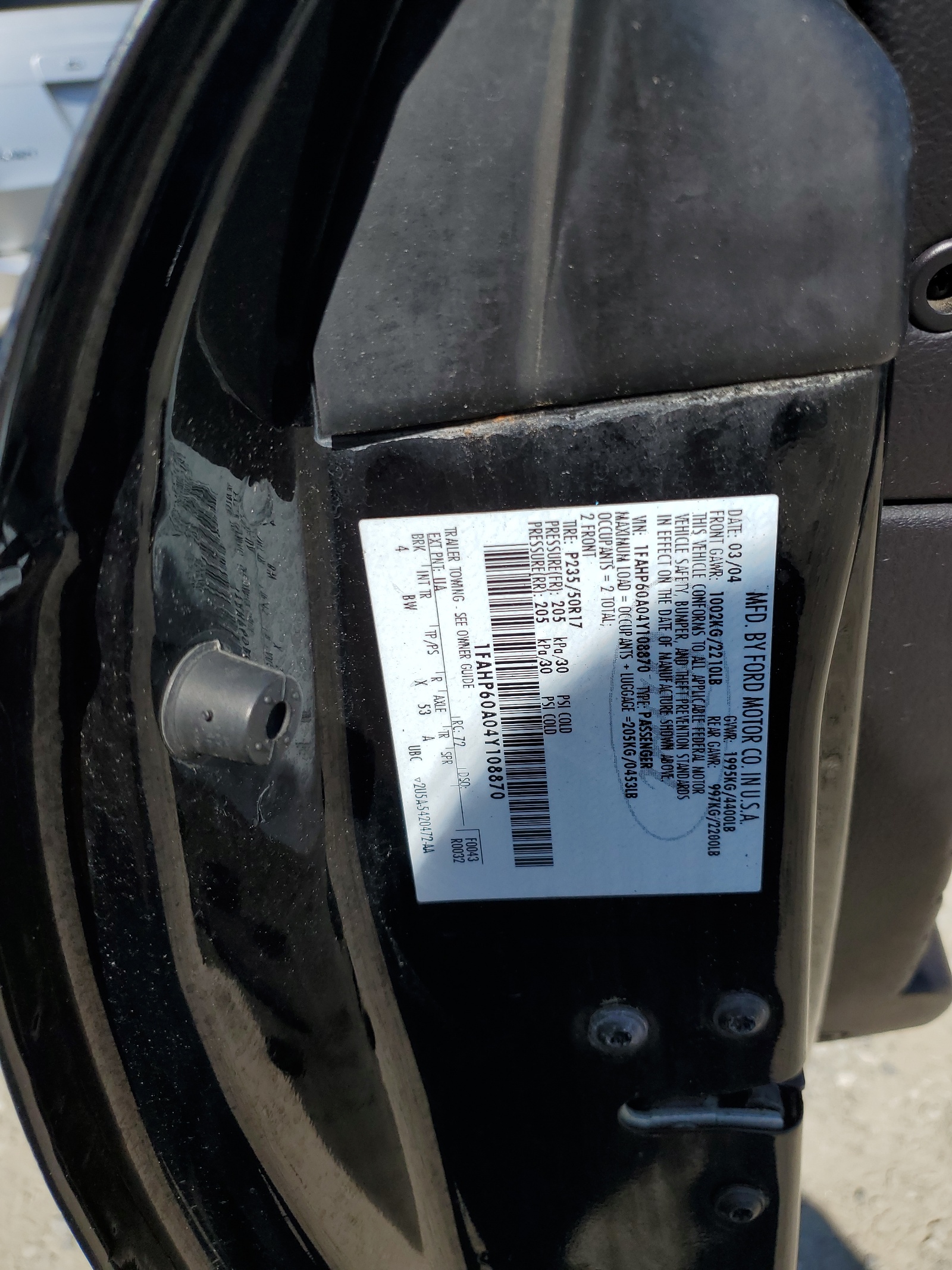 1FAHP60A04Y108870 2004 Ford Thunderbird