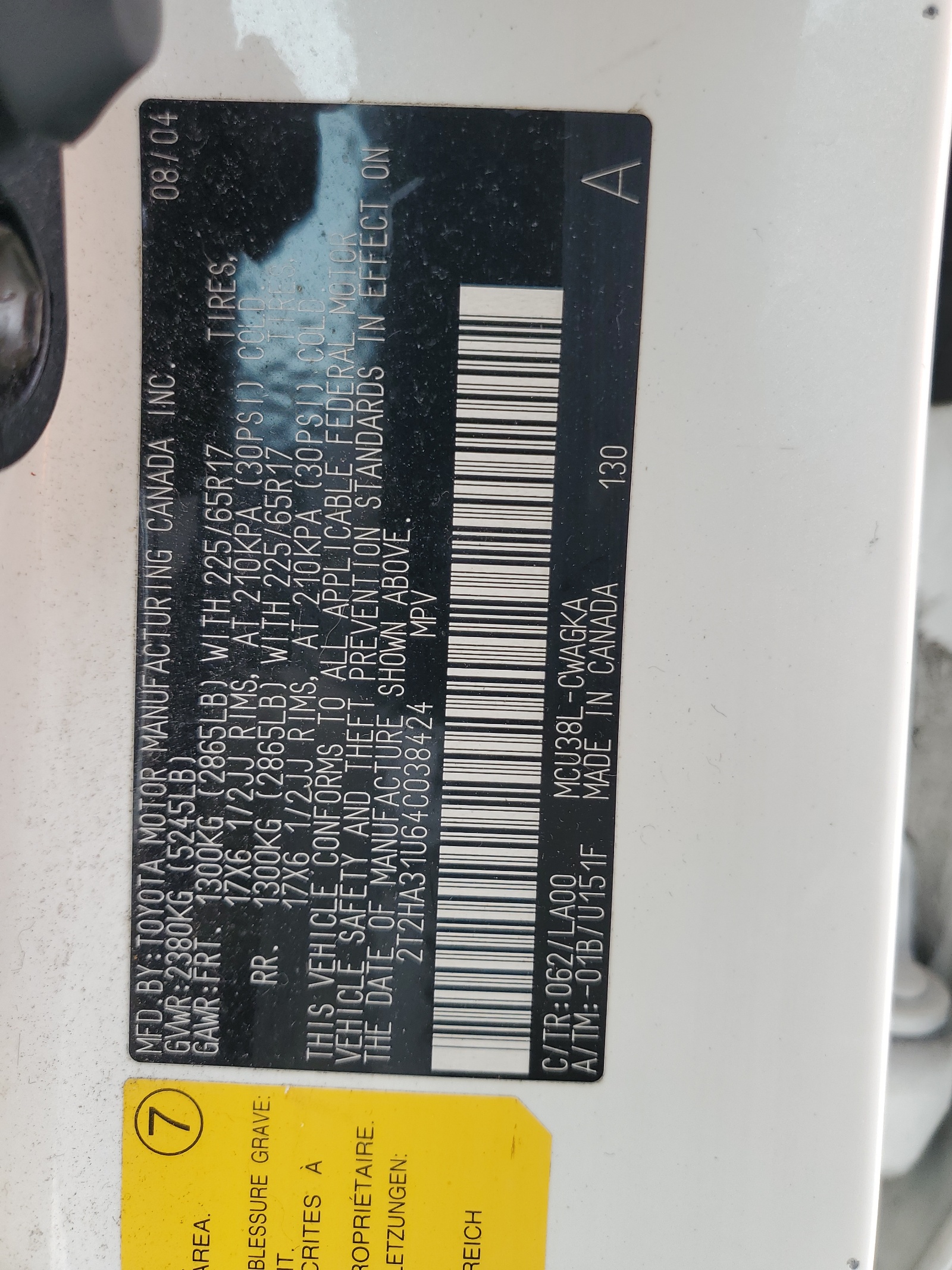 2T2HA31U64C038424 2004 Lexus Rx 330