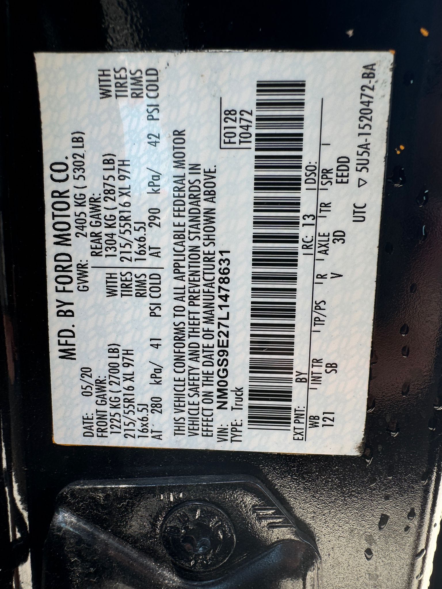 2020 Ford Transit Connect Xl vin: NM0GS9E27L1478631