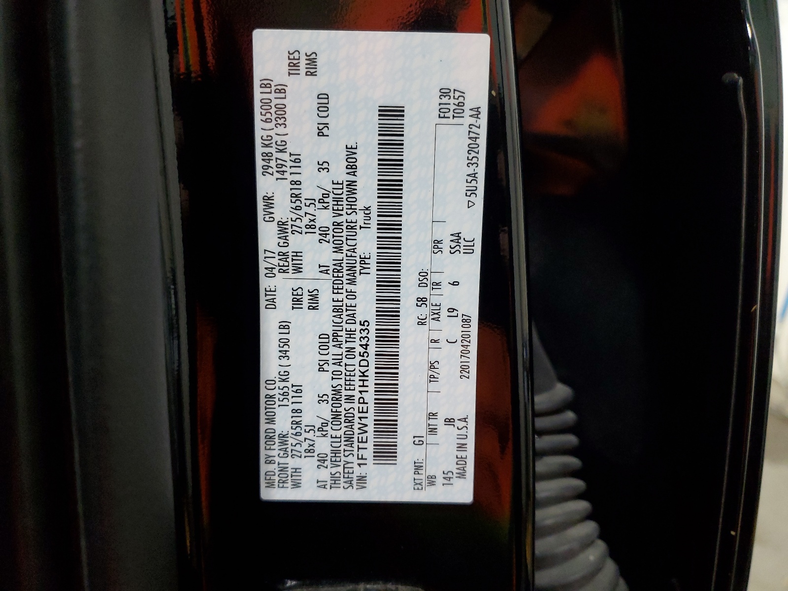 1FTEW1EP1HKD54335 2017 Ford F150 Supercrew