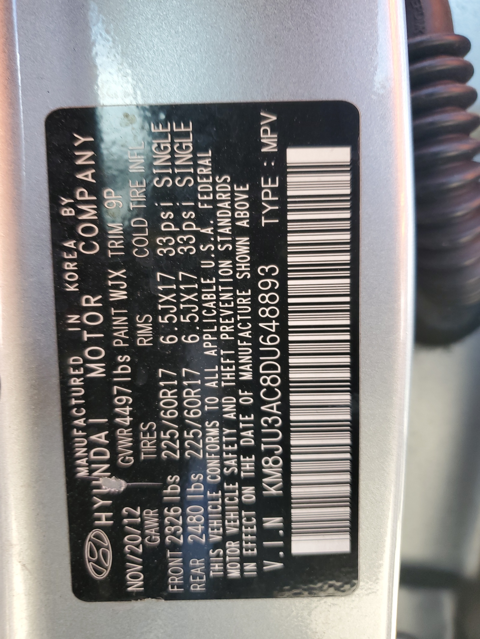 KM8JU3AC8DU648893 2013 Hyundai Tucson Gls