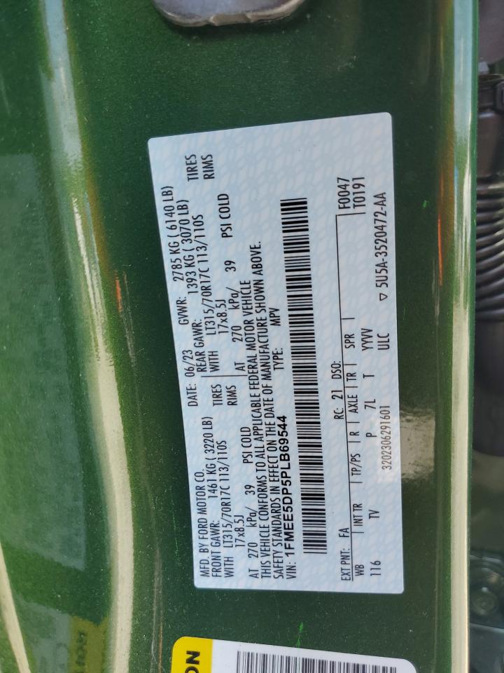 2023 Ford Bronco Base VIN: 1FMEE5DP5PLB69544 Lot: 65542194