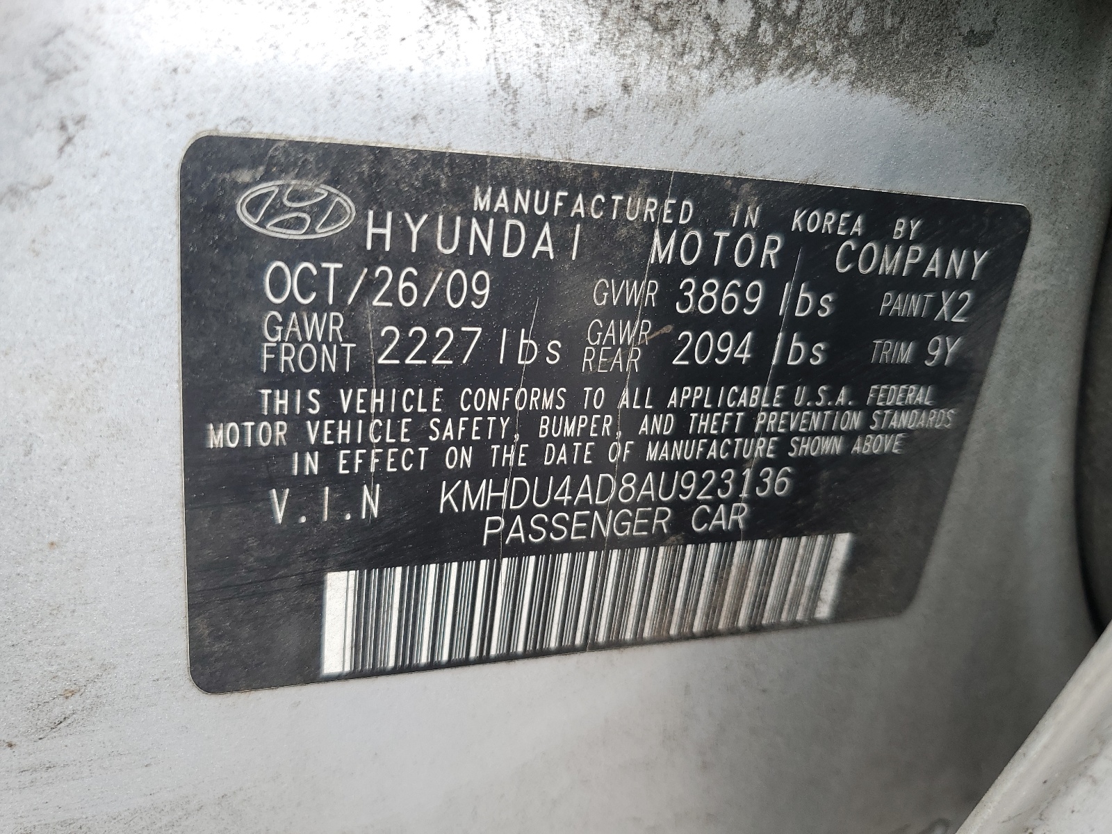 KMHDU4AD8AU923136 2010 Hyundai Elantra Blue