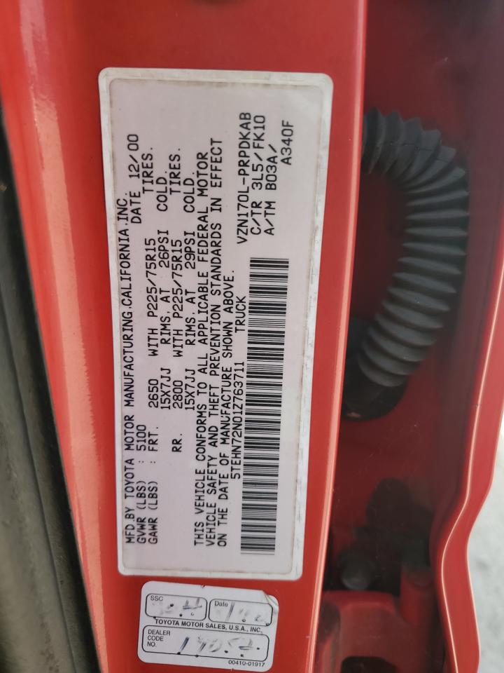 2001 Toyota Tacoma Double Cab VIN: 5TEHN72N01Z763711 Lot: 68529954