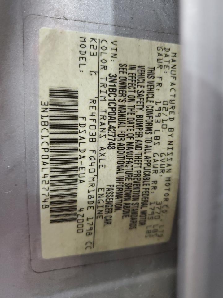 2010 Nissan Versa S VIN: 3N1BC1CP0AL427748 Lot: 65808524