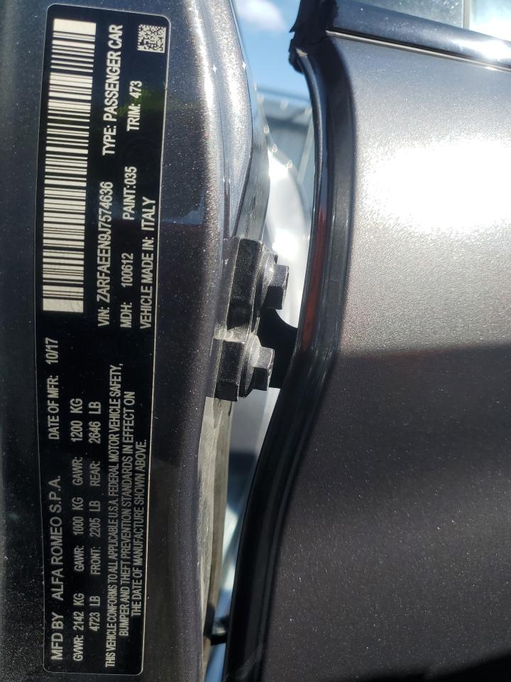 2018 Alfa Romeo Giulia Ti Q4 VIN: ZARFAEEN9J7574636 Lot: 68117674