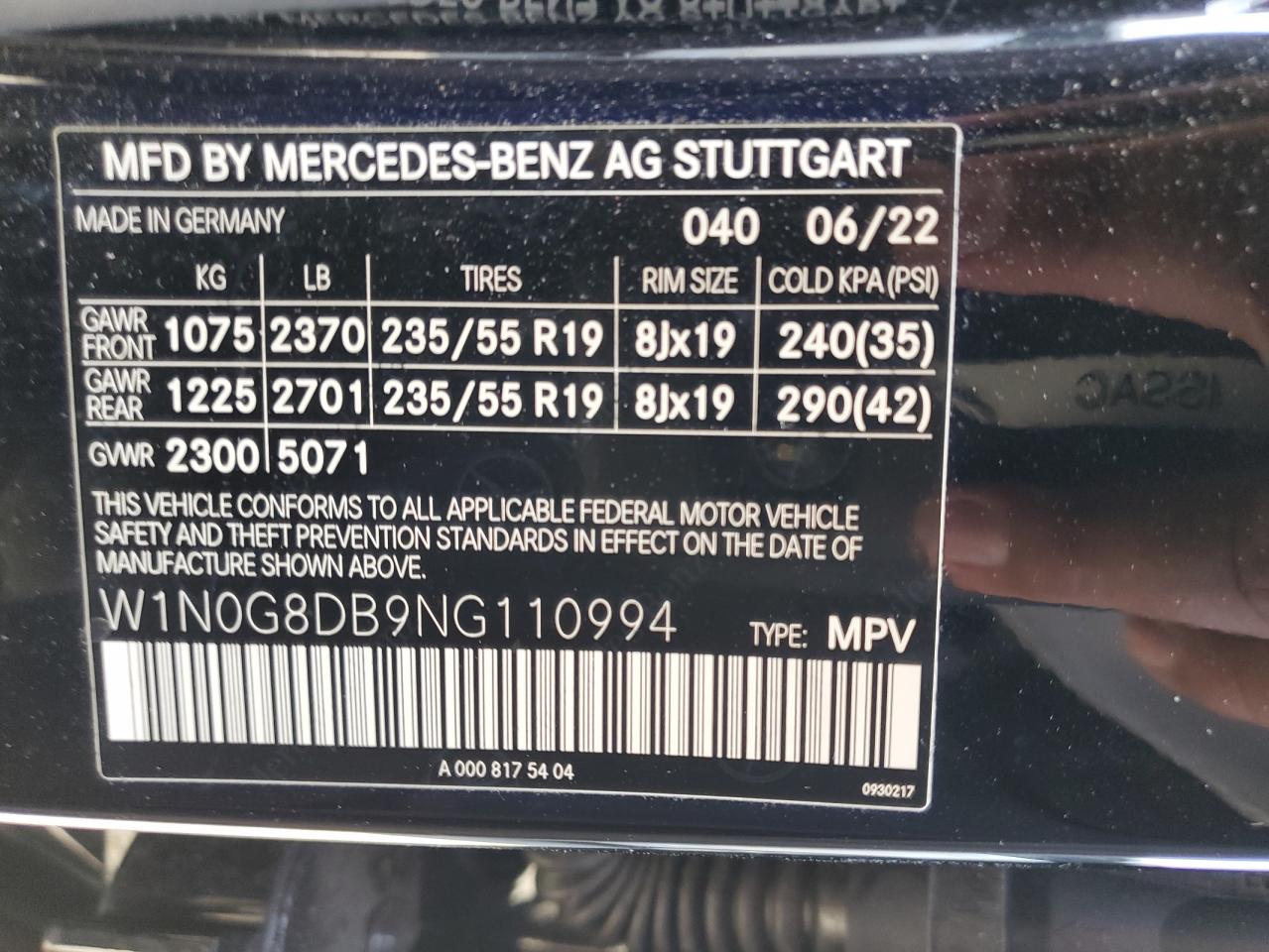 W1N0G8DB9NG110994 2022 Mercedes-Benz Glc 300