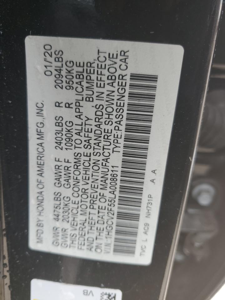 VIN 1HGCV2F55LA008611 2020 HONDA ACCORD no.12