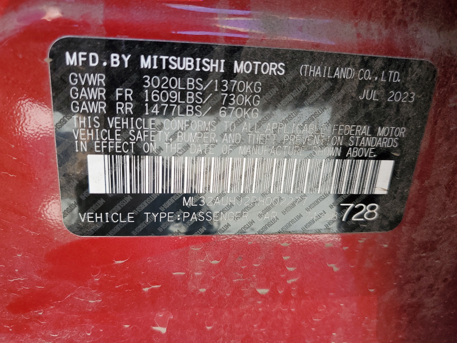 ML32AUHJ2RH002277 2024 Mitsubishi Mirage Es