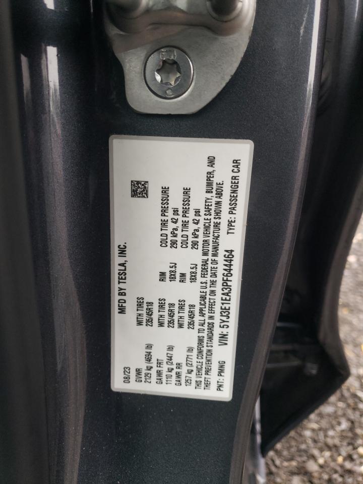 5YJ3E1EA3PF644464 2023 Tesla Model 3