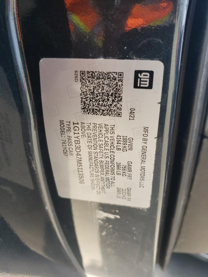 2021 Chevrolet Corvette Stingray 2Lt VIN: 1G1YB3D47M5113506 Lot: 68688694
