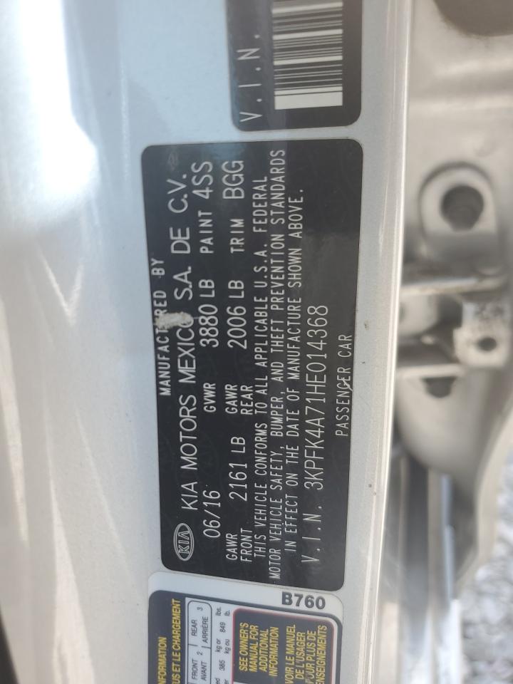 2017 Kia Forte Lx VIN: 3KPFK4A71HE014368 Lot: 66295394