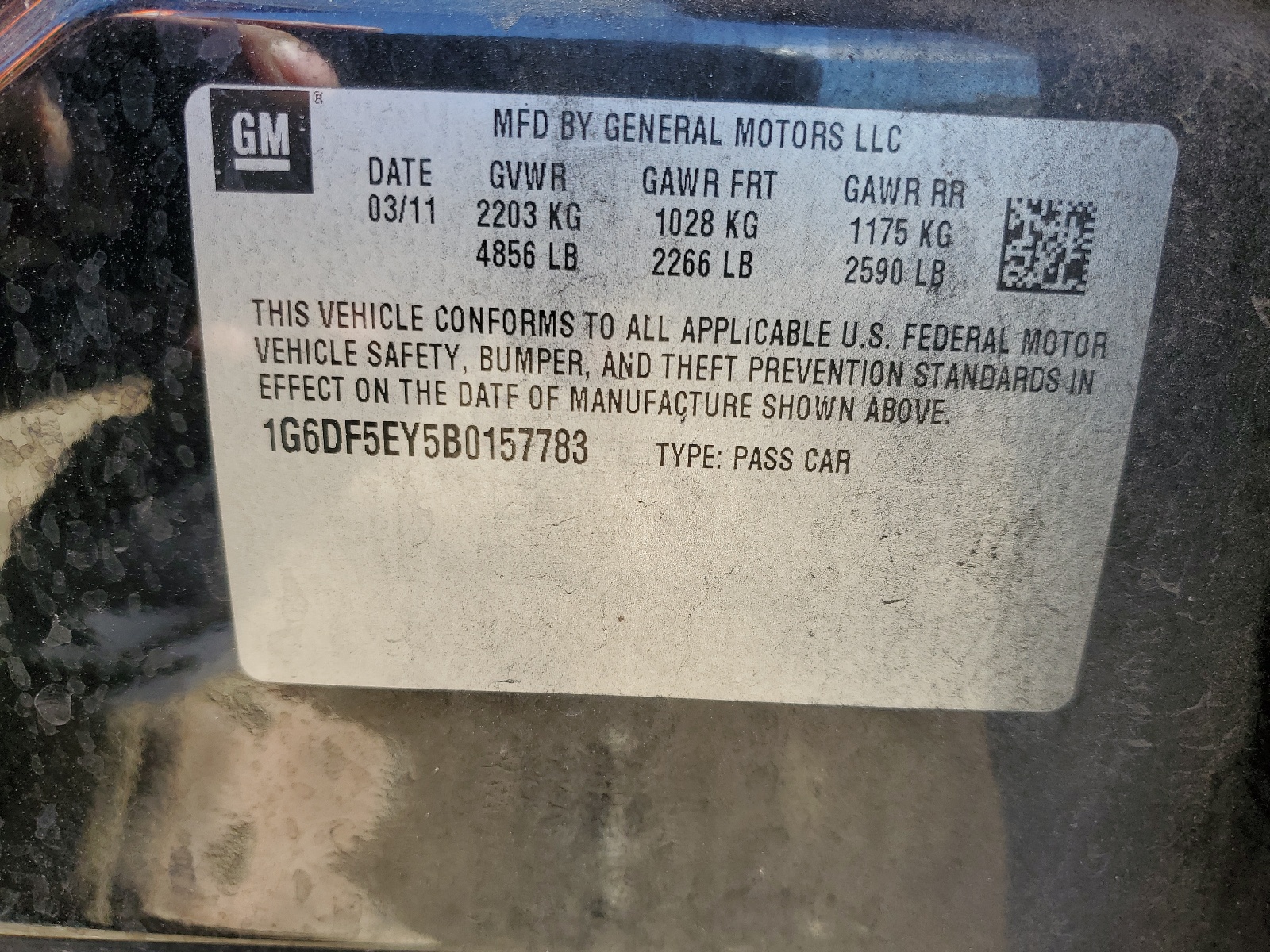 1G6DF5EY5B0157783 2011 Cadillac Cts Luxury Collection