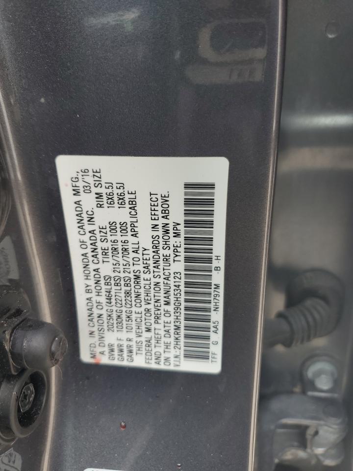 2016 Honda Cr-V Lx VIN: 2HKRM3H39GH534123 Lot: 66508794