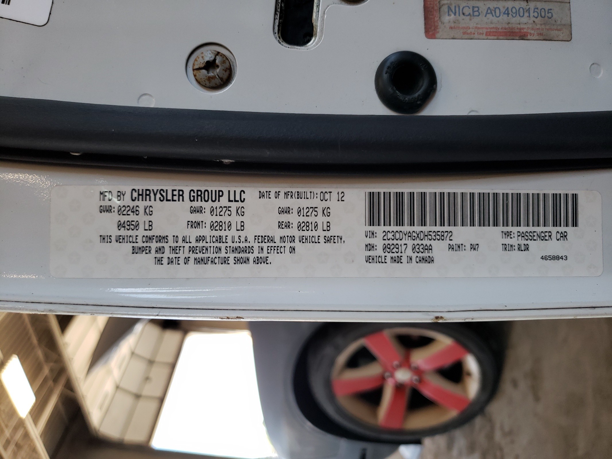 2C3CDYAGXDH535872 2013 Dodge Challenger Sxt