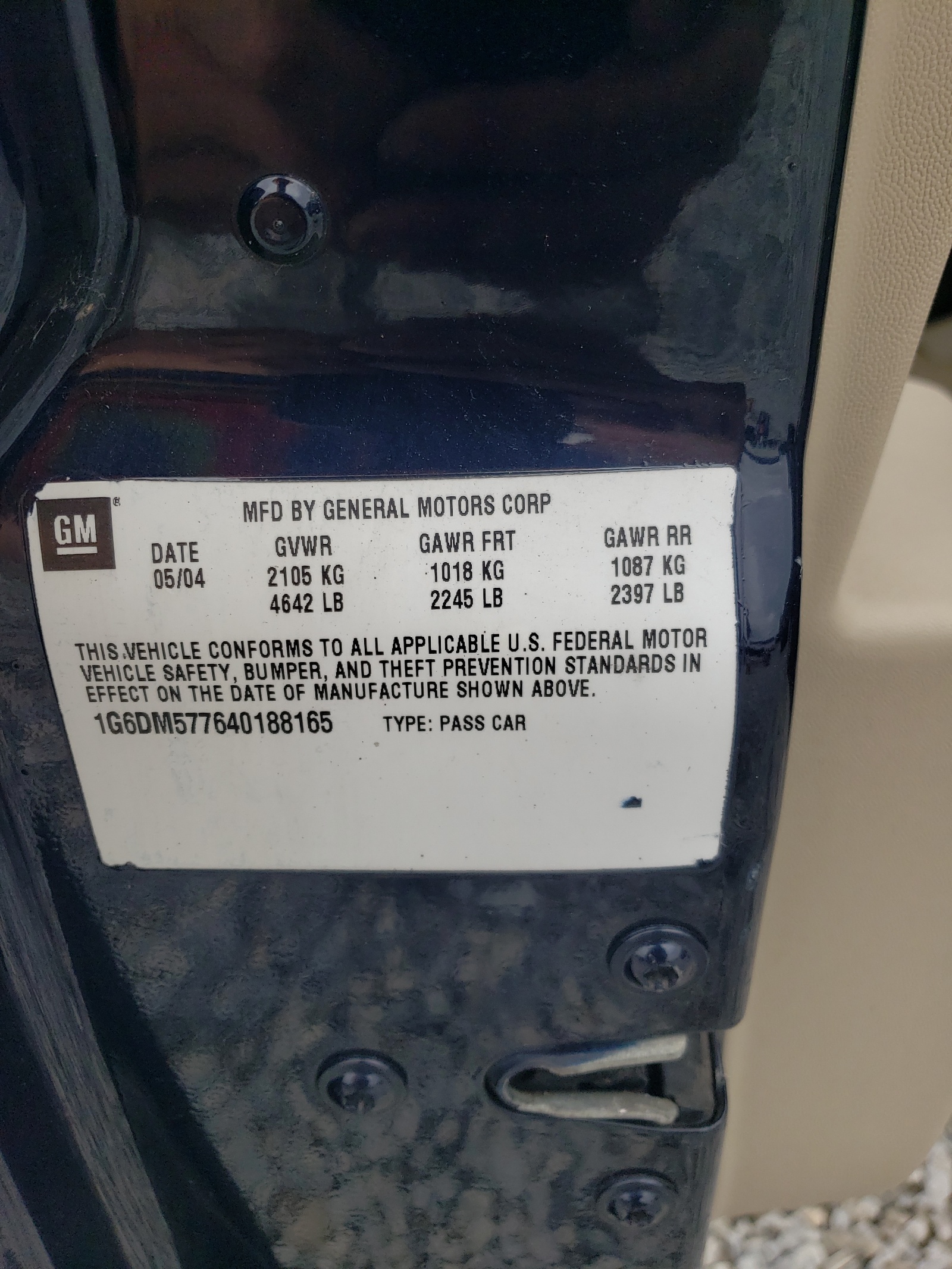 1G6DM577640188165 2004 Cadillac Cts