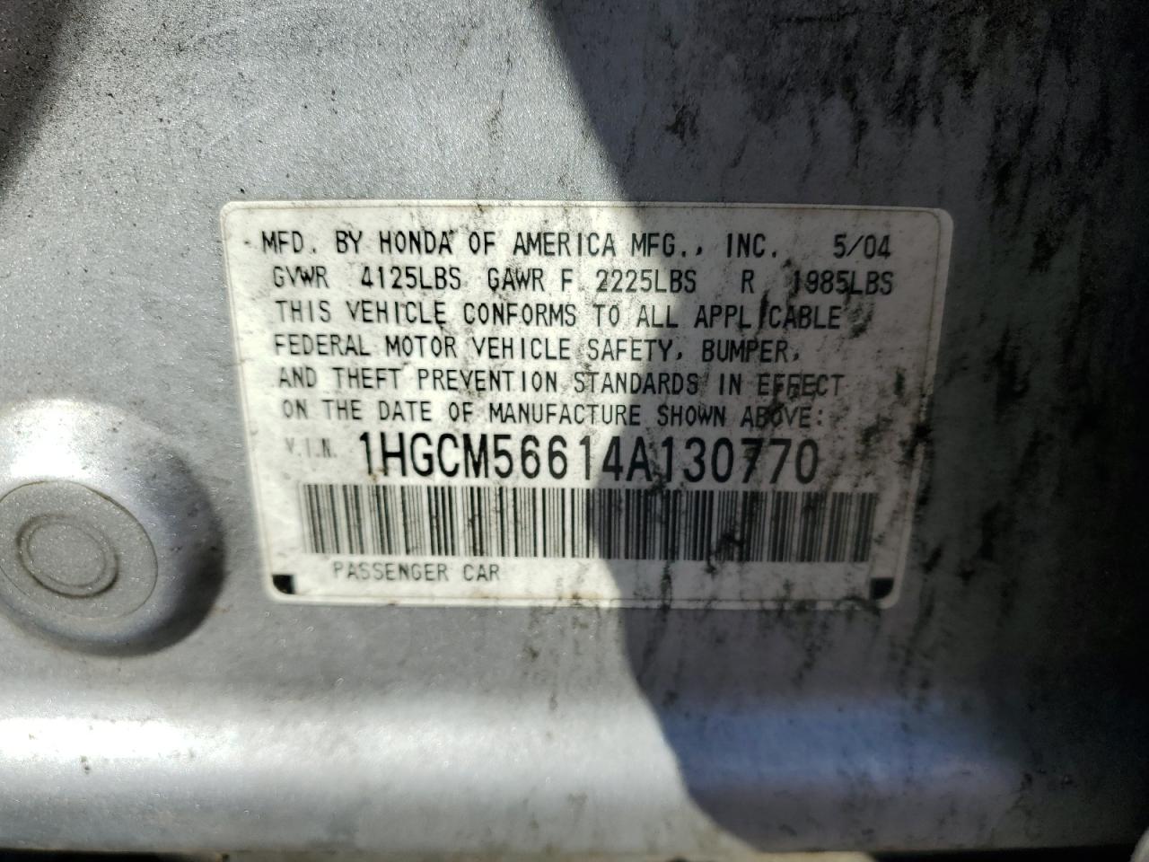 1HGCM56614A130770 2004 Honda Accord Ex