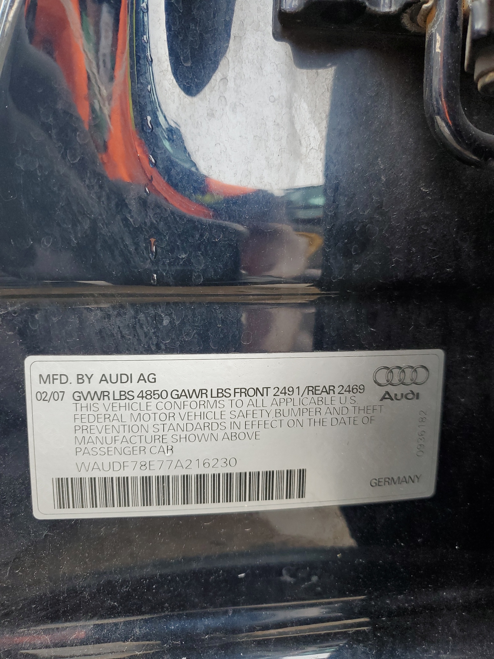 WAUDF78E77A216230 2007 Audi A4 2.0T Quattro