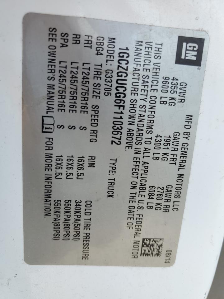 2015 Chevrolet Express G3500 VIN: 1GCZGUCG6F1103672 Lot: 65905874