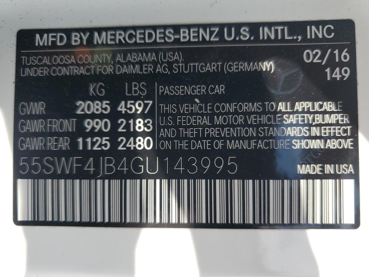 55SWF4JB4GU143995 2016 MERCEDES-BENZ C CLASS - Image 14