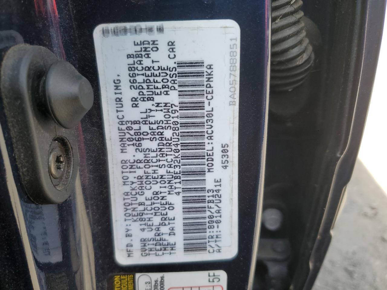 4T1BE32K04U280197 2004 Toyota Camry Le