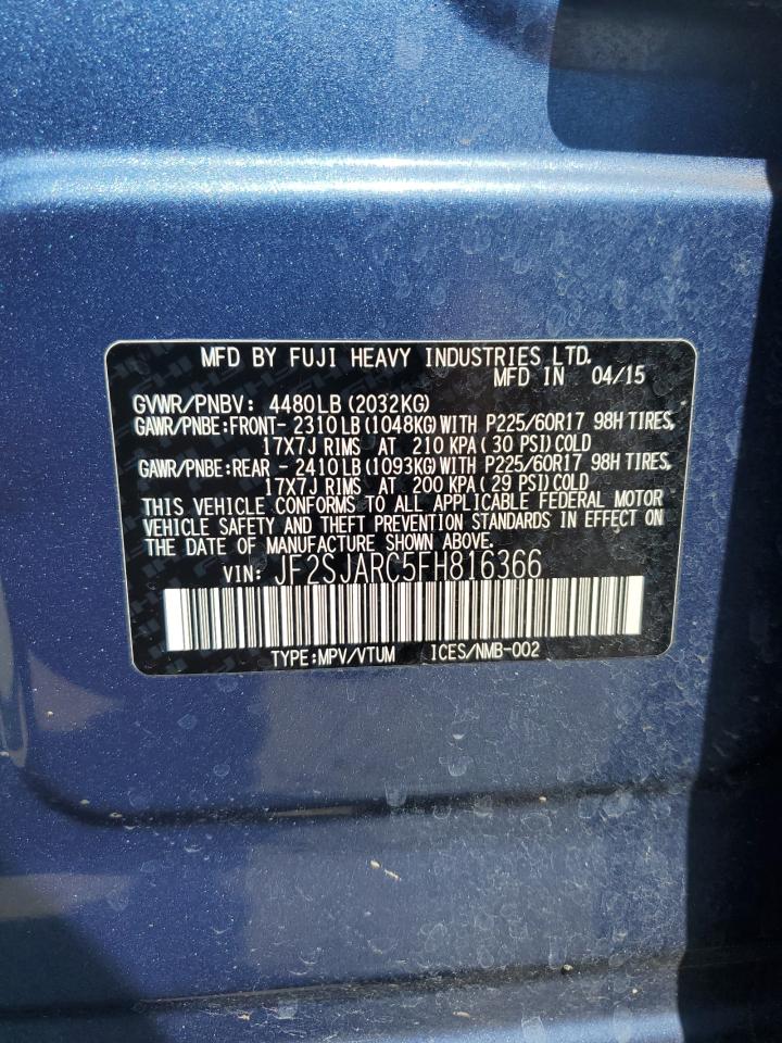 2015 Subaru Forester 2.5I Limited VIN: JF2SJARC5FH816366 Lot: 65945844