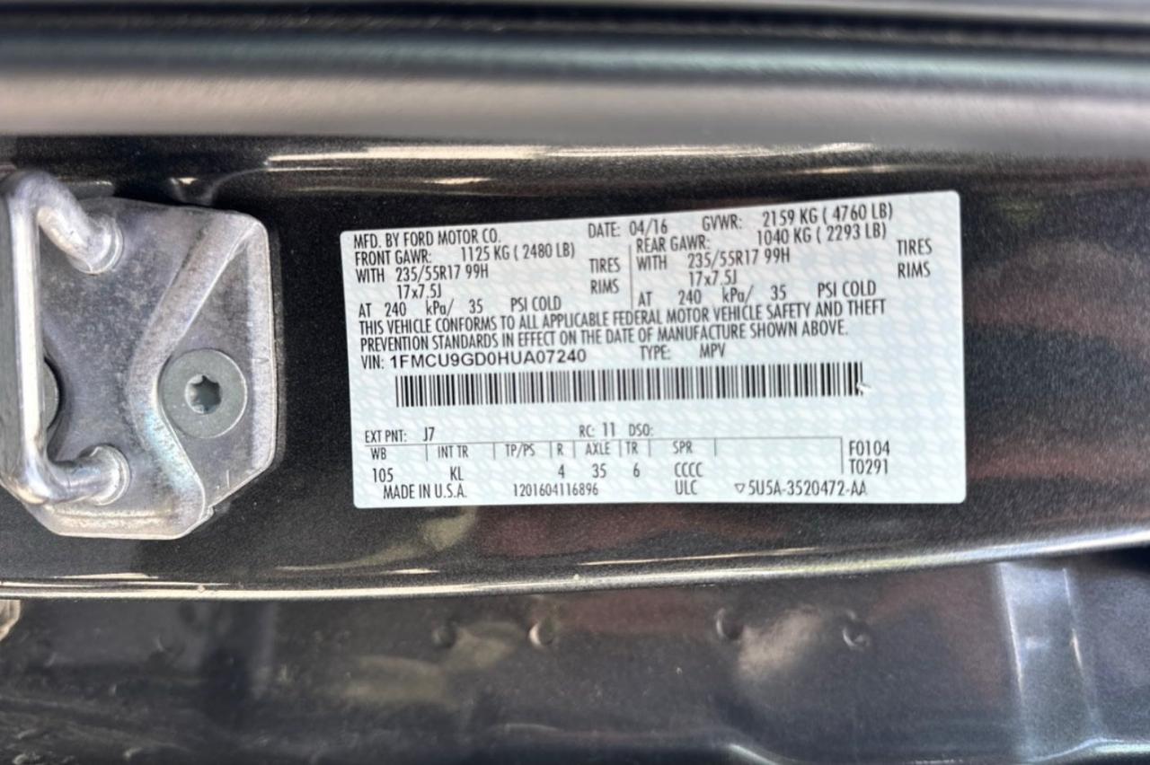 2017 Ford Escape Se VIN: 1FMCU9GD0HUA07240 Lot: 68859814