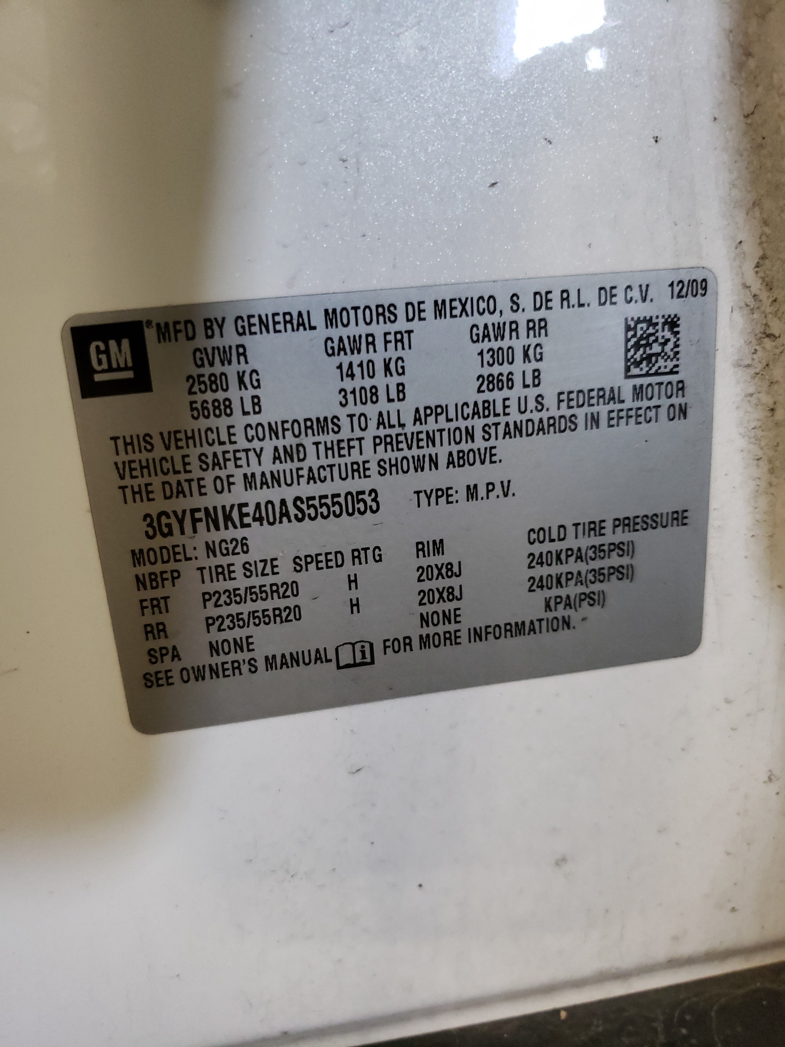 3GYFNKE40AS555053 2010 Cadillac Srx Premium Collection