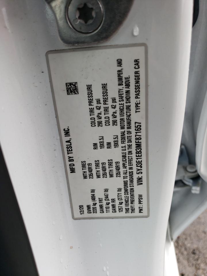 5YJ3E1EB3MF871657 2021 Tesla Model 3