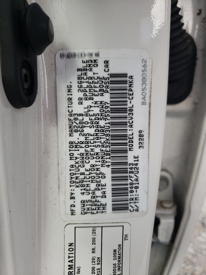 2003 Toyota Camry Le VIN: 4T1BE32K83U175597 Lot: 67566534