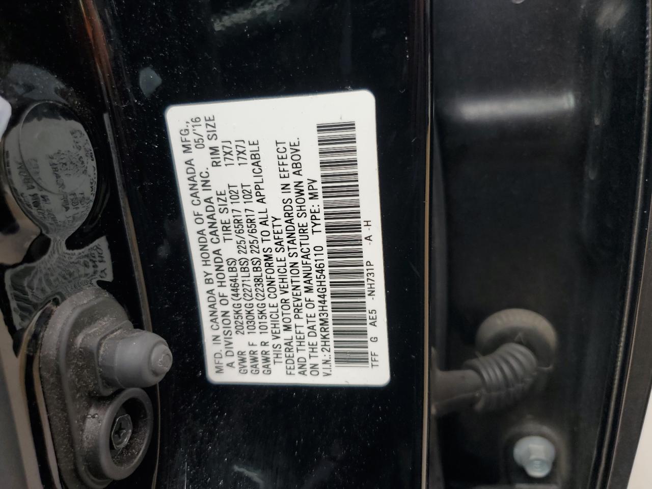 2HKRM3H44GH546110 2016 Honda Cr-V Se